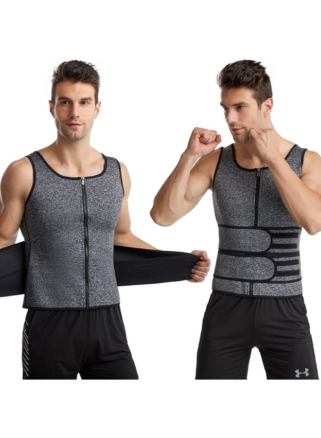 Zesen Men's Waist Trainer Sauna Vest Weight Loss Shaping Sweat Vest with Double Belts and Zipper, Corset Upgraded Version - Image 2